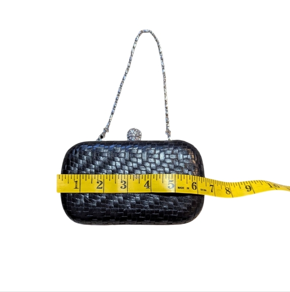 MMS Rhinestone Crystal Black Evening Bag Clutch 6" Retro Timeless - Picture 3 of 11